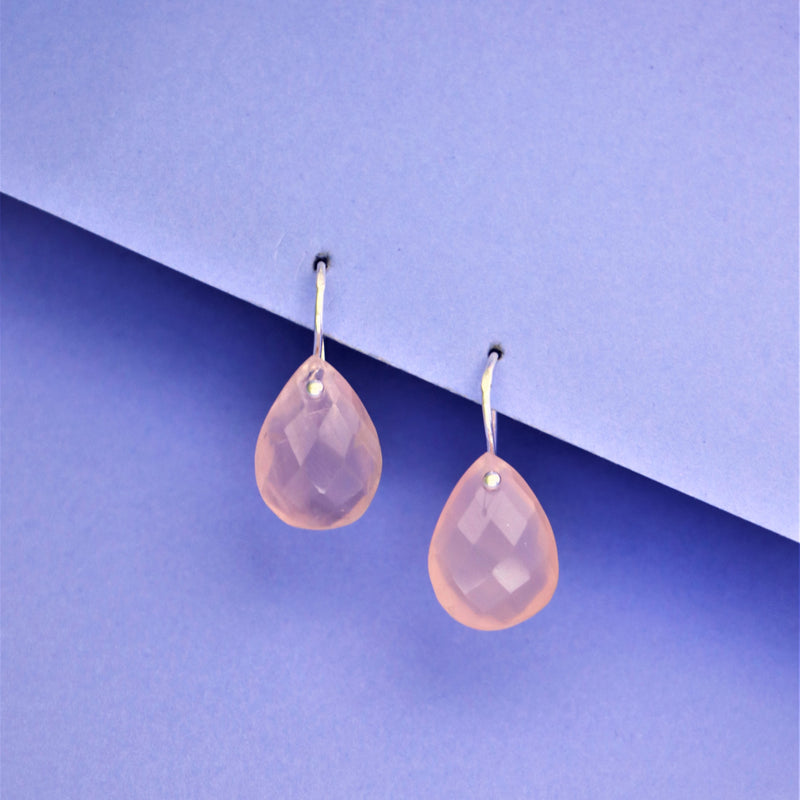 Rose Quartz Drop 925 Silver Earring