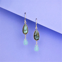 Labradorite Chalcedony Drop Sterling Silver Earring