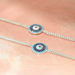 Divine Evil Eye Sterling Silver Adjustable Bracelet