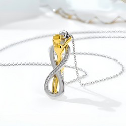 Solid Gold Infinity Hug Couple Silver Pendant Necklace