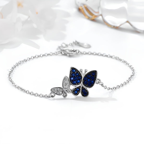 Whimsy Mysterious Butterfly CZ Silver Adjustable Bracelet