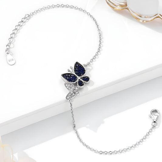 Whimsy Mysterious Butterfly CZ Silver Adjustable Bracelet - Anjoriya Jewels