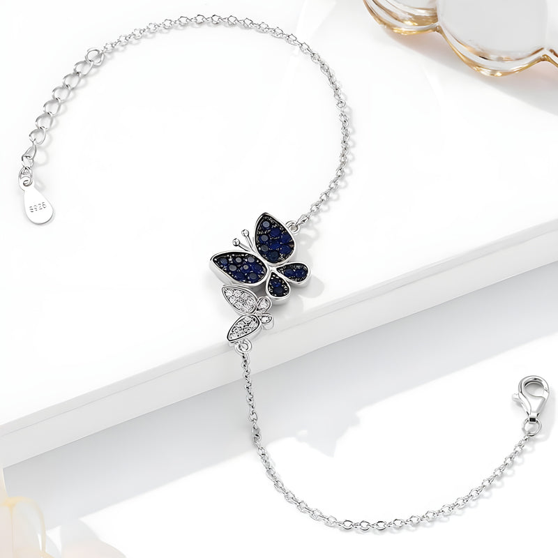 Whimsy Mysterious Butterfly CZ Silver Adjustable Bracelet