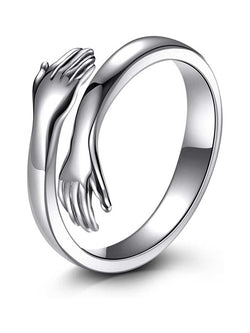 Silver Love Hugging Hand Ring
