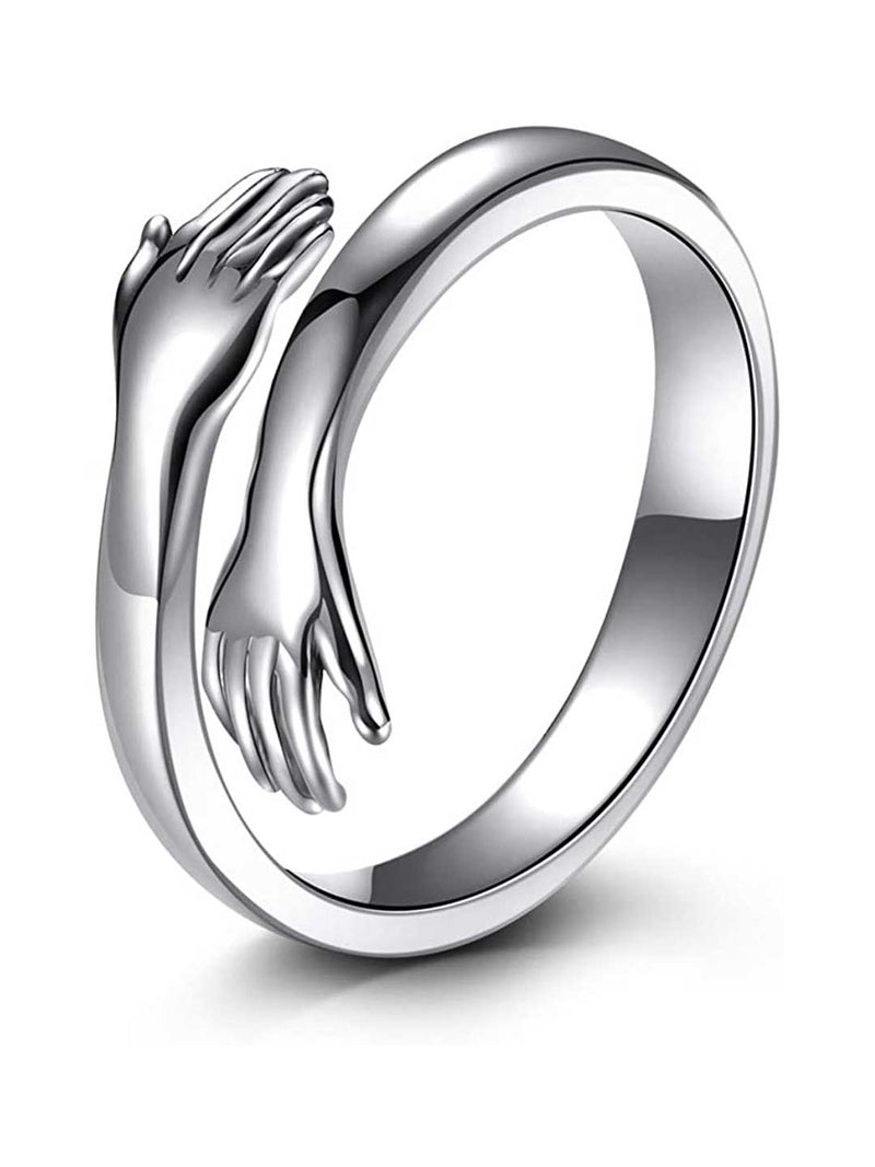 Silver Love Hugging Hand Ring