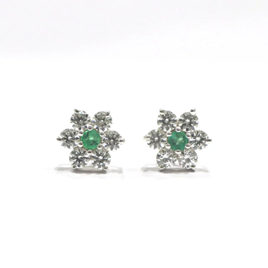 Moissanite Emerald Sterling Silver Round Tops Earring - Anjoriya Jewels