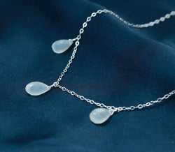 White Moonstone Drop Sterling Silver Necklace