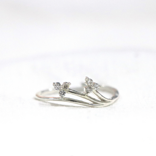 Tiny Floral Zirconia 92.5% Sterling Silver Ring - Anjoriya Jewels