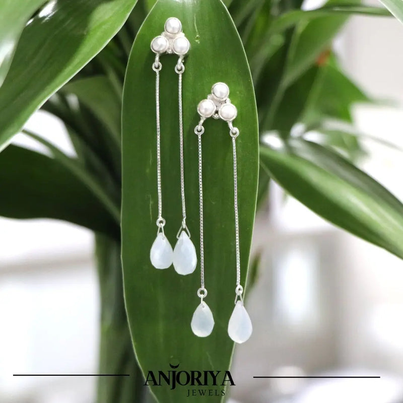 Moonstone Pearl Drop Earring