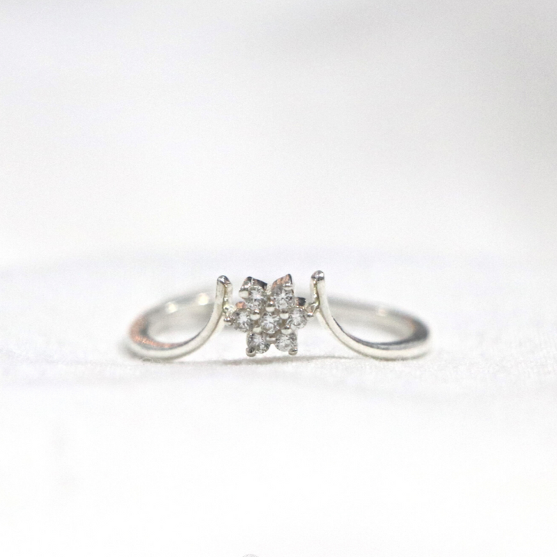 Tiny Floral Classic 92.5% Sterling Silver Ring