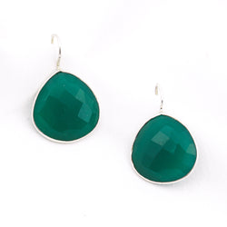 Green Onyx Pear Drop Dangle Earrings