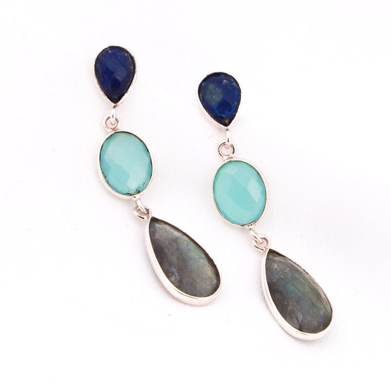 Labradorite Pear Drop Silver Earring