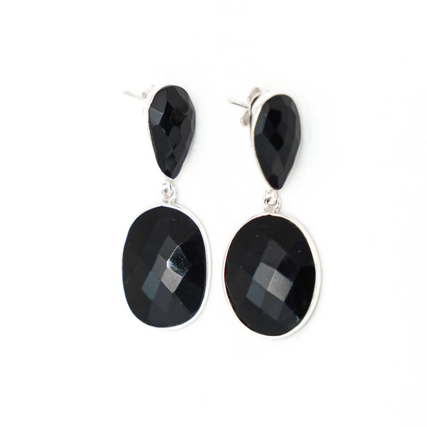 Black Onyx Oval drop Earring - Anjoriya Jewels