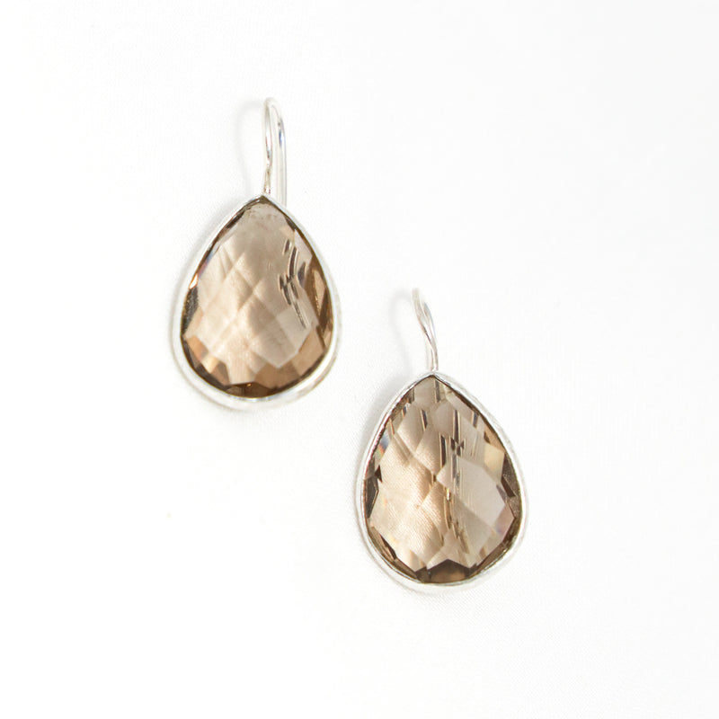 Smoky Topaz Teardrop Pear Earrings