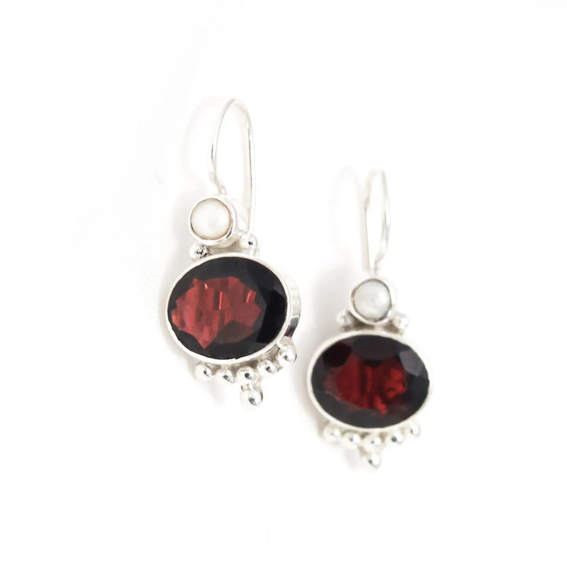 Garnet Oval Earring