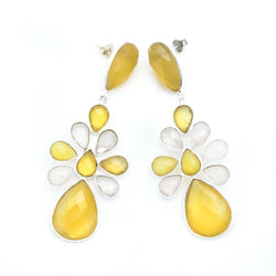 Lemon Topaz Floral Sterling Silver Earring