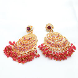 Ruby White Topaz Chand Bali Earrings