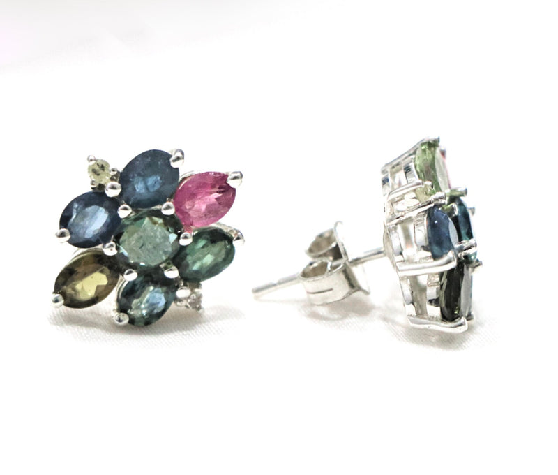 Multi Tourmaline Sterling Silver Oval Tops
