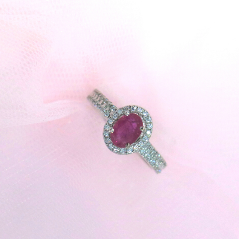 Ruby  Oval Sterling Silver Ring