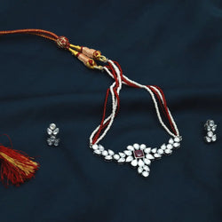 Red Onyx Polki  Sterling Silver Choker Set - Anjoriya Jewels