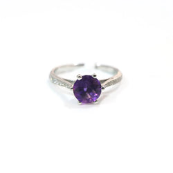 Amethyst Round  Sterling Silver Ring