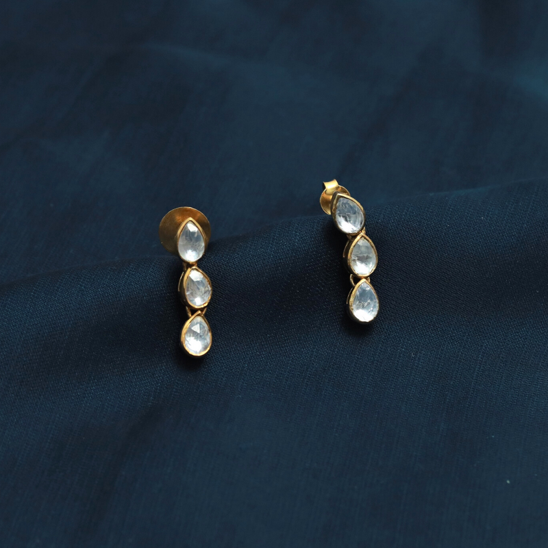 Single Line Polki Silver Necklace Set