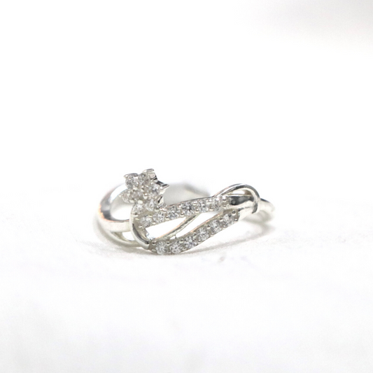 Dainty Floral  Zirconia 92.5% Sterling Silver Ring - Anjoriya Jewels