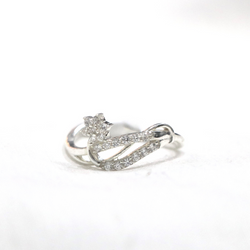 Dainty Floral  Zirconia 92.5% Sterling Silver Ring