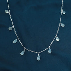 White Moonstone Drop Sterling Silver Necklace