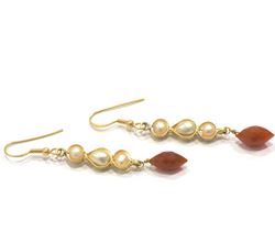 Red Onyx Pearl Drop Sterling Silver Earring