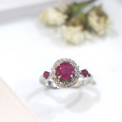 Ruby Round Pan  Sterling Silver Ring