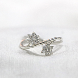 Double Floral Zirconia 92.5% Sterling Silver Ring - Anjoriya Jewels