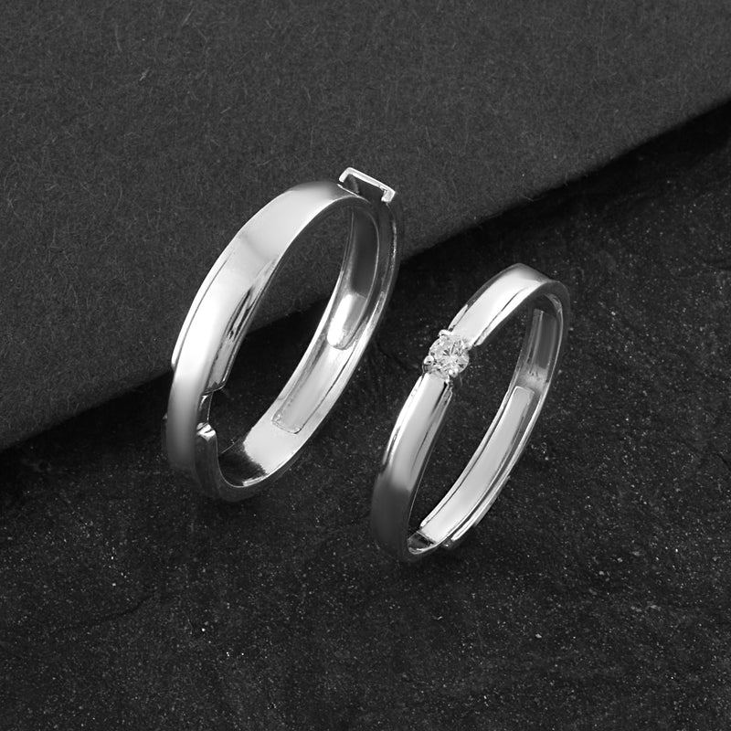 Sterling Silver Minimal Couple Silver Ring