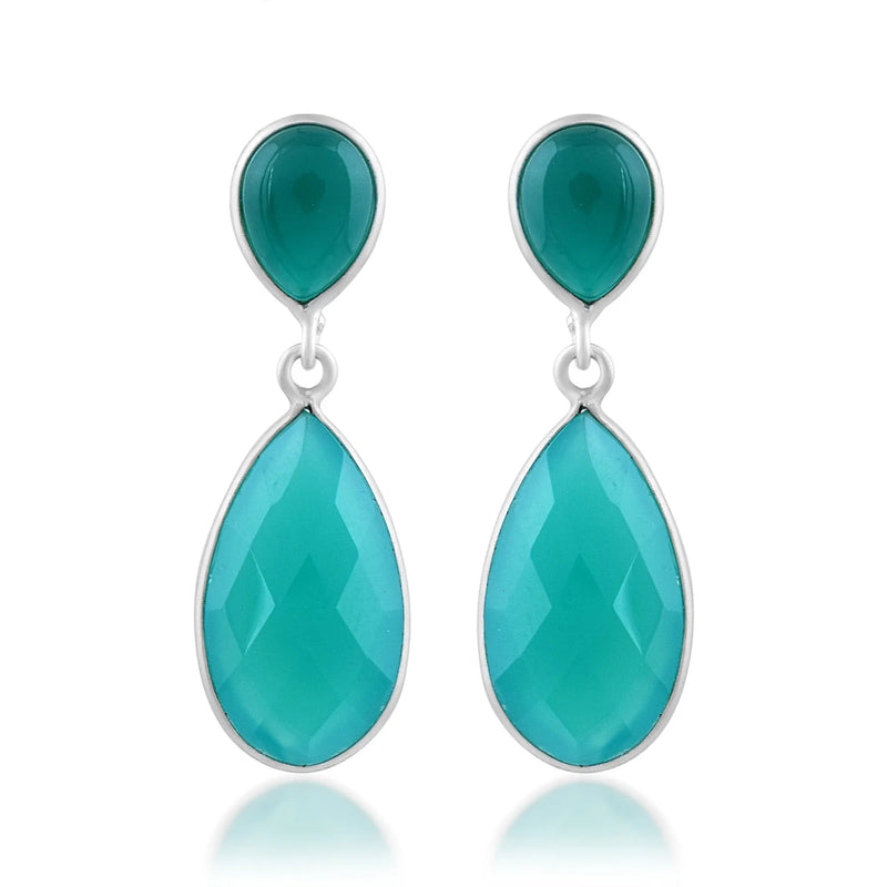 Green Onyx Pear Earring - Anjoriya Jewels