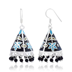 Multicolor Silver Meenakari Jhumki Earrings