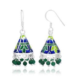 Multicolor Silver Meenakari Jhumki Earrings - Anjoriya Jewels