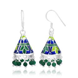 Multicolor Silver Meenakari Jhumki Earrings