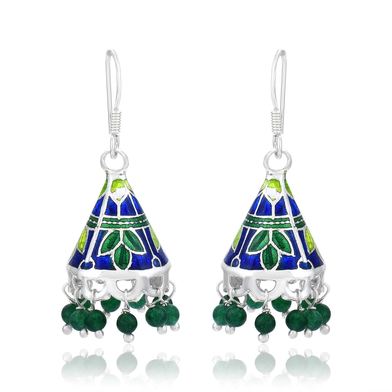 Multicolor Silver Meenakari Jhumki Earrings