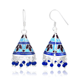 Multicolor Silver Meenakari Jhumki Earrings