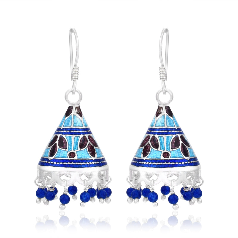 Multicolor Silver Meenakari Jhumki Earrings