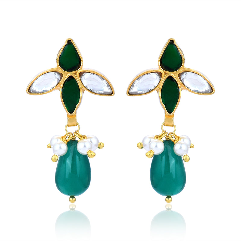 Green Onyx Pearl Drop Earring
