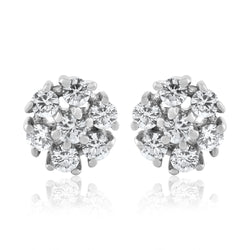 925 Sterling Silver Flower Round Stud Earrings