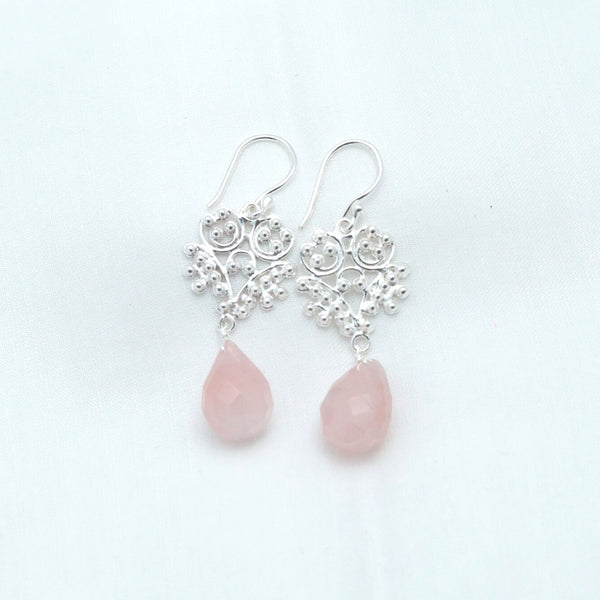 Rose Quartz Drop Earring - Anjoriya Jewels
