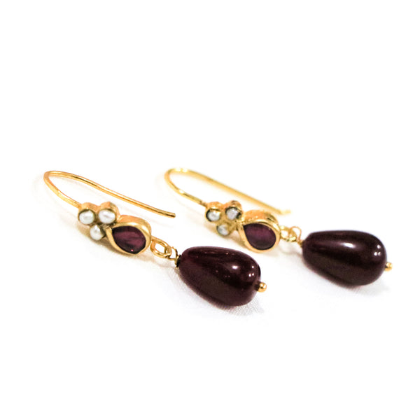 Pearl Imitation Drop Gold Plated Sterling Silver Earring