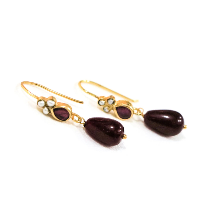 Pearl Imitation Drop Gold Plated Sterling Silver Earring - Anjoriya Jewels