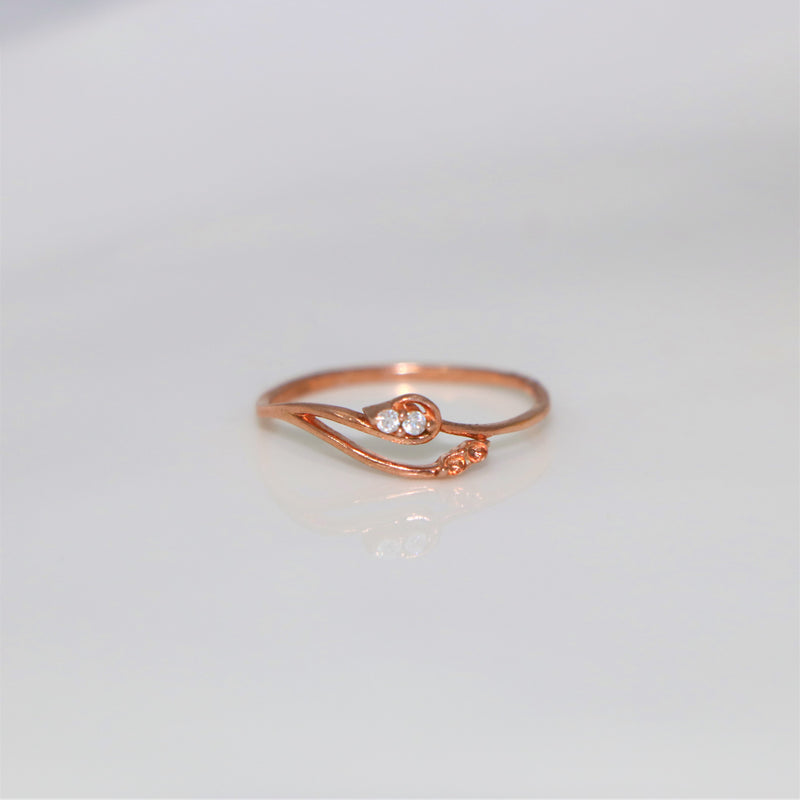 Rose Gold Enamel Coated Ring For Girls In Pure Silver - Silver Palace