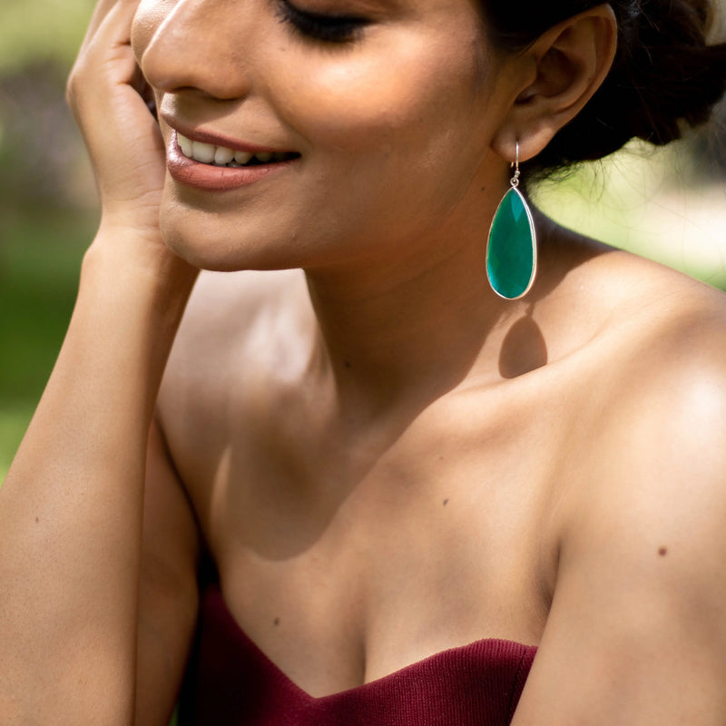 Green Onyx Teardrop Earrings
