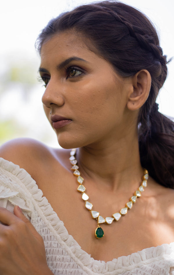 Green Onyx Polki Necklace