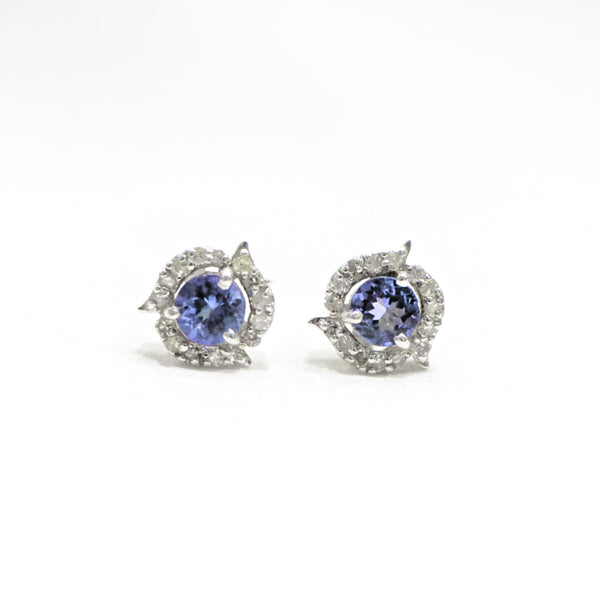 Tanzanite Sterling Silver Round Tops Earrings