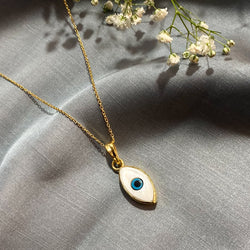 Evil Eye Silver Gold Polish Pendant With Link Chain